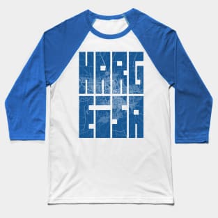 Hargeisa, Somalia Map Typography - Blueprint Baseball T-Shirt